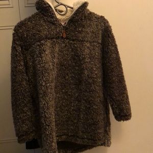 Pinklily Sherpa Quarter Zip Pullover in Brown